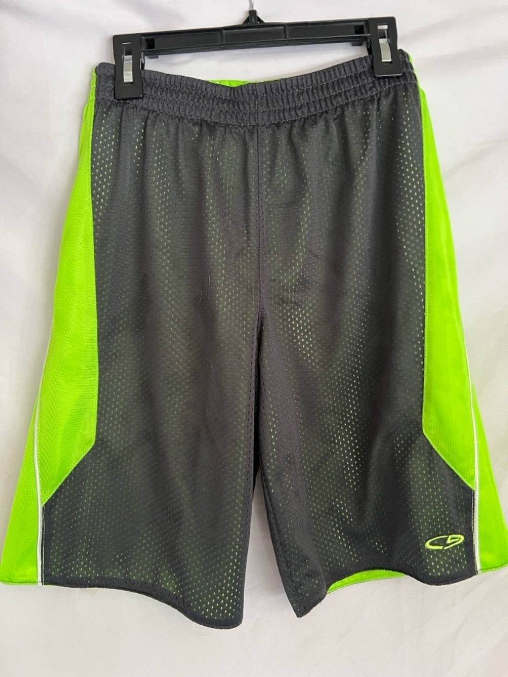 Champion Men's Athletic Mesh Shorts - Black & Neon Green- reversible